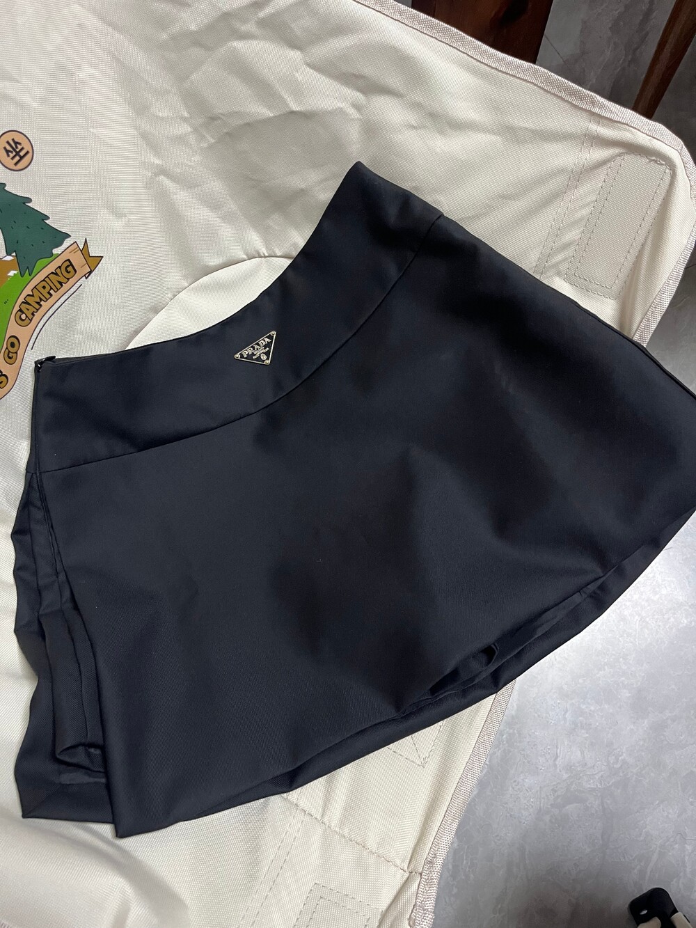 PRADA Black Nylon Mini Skirt Triangle Logo